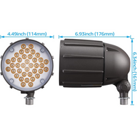 Outdoor Landscape Lighting LED 12V Low Voltage CDL30 120V Line Voltage Cast Aluminum Spotlight | 30W 3000K Warm White Flag Pole Light with Knuckle Mount