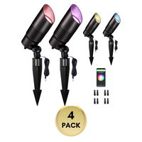 Outdoor Landscape Lighting LED 12V Low Voltage ALSR04 RGB+2700K-5000K LED Landscape Spotlights Package, 5W Low Voltage 12V Cast Aluminum Directional Outdoor Landscape Lighting IP65 Waterproof 4 Pack