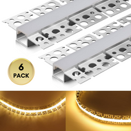 AC05 U-Shaped Drywall Trimless Recessed Flexible Track Aluminum Channel 6.6FT/2M a For Max 12mm LED Strip Lights Pack of 6 and 10 - 6 Pack of 6.6ft (2M)
