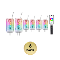 Outdoor Landscape Lighting LED 12V Low Voltage 3W G4 RGBCW 2700K-5000K Smart Bluetooth 12V Low Voltage LED Light Bulbs Package with Remote Dimmable Energy Saving 6 Pack