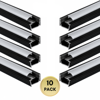 Outdoor Landscape Lighting LED 12V Low Voltage AP42 8 ft Aluminum Channel 0.78″ (W) x .0.45″ (H) for LED Strip Light with Cover and End Caps | 25 Pack Black