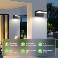 Outdoor Landscape Lighting LED 12V Low Voltage SCA05 Adjustable 20W/40W/55W 3CCT 3000K/4000K/6500K Integrated LED Wall Sconce Flood Light 9″x5.9″x4.5″ 120V Line Voltage Aluminum Wall Sconce Lighting IP65 Waterproof