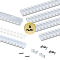 Outdoor Landscape Lighting LED 12V Low Voltage AC11 U-Shaped Rectangular Silver Finish Aluminum Channel with Transparent Clear Plastic Cover 3.3FT/1M or 6.6ft/2M For Max 12mm Width LED Strip Lights Pack of 6/10/20 6 Pack of 3.3ft (1M)