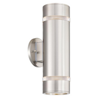 Outdoor Landscape Lighting LED 12V Low Voltage SCSH01 120V Line Voltage LED Stainless Steel Cylinder Up Down Light 2 Directional Sconce Lighting Medium Base Sockets Stainless Steel