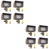 Outdoor Landscape Lighting LED 12V Low Voltage FPB01 4x/8x/12x Package Brass Rectangular LED Directional Floodlight Adjustable Lighting 12V Low Voltage with G4 3W 3000K Bulb 8 Pack Natural Brass