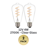 Outdoor Landscape Lighting LED 12V Low Voltage E26 4W 12V-36V 2700K AC/DC LED Spiral Filament Edison Bulbs Package Dimmable Energy Saving Low Voltage Light Bulb 2 Pack 4W Clear Glass 2700K