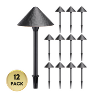 Outdoor Landscape Lighting LED 12V Low Voltage ALP49 4- and 12-Pack 3W 3000K Warm White Integrated LED Low Voltage Cast Aluminum Landscape Pathway Lights Package, Driveway Walkway Light Black 12 Pack