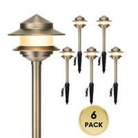 Outdoor Landscape Lighting LED 12V Low Voltage ALP73 LED Two-Tier Pagoda Solid Brass Pathway Lights Package – 12V Low Voltage Outdoor Landscape Path Lighting 6 Pack