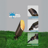 Outdoor Landscape Lighting LED 12V Low Voltage SPBA14 MR16 Brass Spotlight Package with Adjustable Shroud 12V AC/DC Low Voltage Outdoor Lighting with 5W 2700K Warm White Bulb