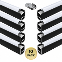 Outdoor Landscape Lighting LED 12V Low Voltage AP16F 8 ft Aluminum Channel Oval Wardrobe Hanging Rail Closet Rod 1.14″ (W) x 0.59″ (H) for LED Strip Lights | 10 Pack Black