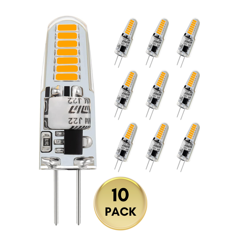 Outdoor Landscape Lighting LED 12V Low Voltage 10 Pack 120V Line Voltage G4 1.2W Bi Pin 3000K/6000K LED Silicone Capsule Bulb Energy Efficient Light 3000K Warm White
