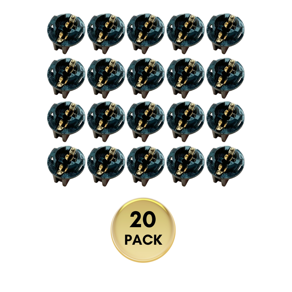 Outdoor Landscape Lighting LED 12V Low Voltage 20 Pack Plastic Twist Lock Sockets for W5W 168 194 Wedge Bulb Base for Instrument Panel & Dash Lights Package – Heat-Resistant Light Bulb Holder – Plug in Light Bulb Extension Parts Replacement Sockets