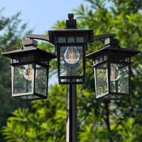 Outdoor Landscape Lighting LED 12V Low Voltage PLH04 360° Motion Sensor and Dusk-to-Dawn Classic Black Aluminum 3-Head Rectangular Post Light 87.5