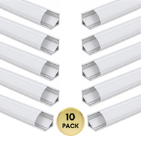 Outdoor Landscape Lighting LED 12V Low Voltage AP59 8 ft Aluminum Channel Corner Mount .63″ (W) x .73″ (H) for LED Strip Lights | 10 Pack Silver