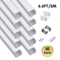 Outdoor Landscape Lighting LED 12V Low Voltage AC07 U-Shaped Square Aluminum Channel 3.3FT/1M and 6.6FT/2M For Max 16mm LED Strip Lights Pack of 10 and 20