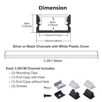 Outdoor Landscape Lighting LED 12V Low Voltage AC10 U-Shaped Aluminum Channel with Plastic or Silicone Diffuser Cover 3.3FT/1M For Max 13mm Width LED Strip Lights Pack of 6/10/20