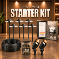 Outdoor Landscape Lighting LED 12V Low Voltage Complete Aluminum Landscape Lighting Kit: Spotlights, Path Lights, Transformer, Wire & All Required Components Starter Kit: (2) DL01 Spotlight | (6) DL03 Path Light