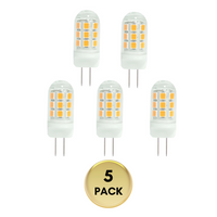 Outdoor Landscape Lighting LED 12V Low Voltage 5 Pack G4 3W Bi Pin 3000K/6000K LED Ceramic Capsule 120V Line Voltage Bulb Energy Efficient Light 3000K Warm White
