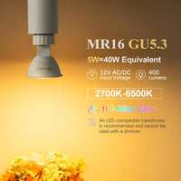 Outdoor Landscape Lighting LED 12V Low Voltage RGBCW MR16 5W Smart WIFI LED Light Bulb 4 Pack, Energy Saving RGBCW Color Changing 12V Outdoor LED Bulb Compatible with Alexa, Google Assistant, and Siri