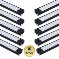 Outdoor Landscape Lighting LED 12V Low Voltage AP44M 8 ft Aluminum Channel Flush Mount 0.70″(W) x 0.31″(H) for LED Strip Lights | 10 Pack Black