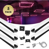 Outdoor Landscape Lighting LED 12V Low Voltage AC15 Spotless Aluminum Channel with Hanging Wire 3.3FT/1M For Max 17mm Width LED Strip Lights Pack of 5 and 10 5 Pack Black Channel Milky Cover 3.3ft (1M)