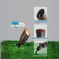 Outdoor Landscape Lighting LED 12V Low Voltage SPBA16 MR16 Brass Spotlight Package 12V AC/DC Low Voltage Outdoor Lighting with 5W 2700K Warm White Bulb