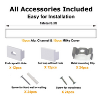 Outdoor Landscape Lighting LED 12V Low Voltage AC07 U-Shaped Square Aluminum Channel 3.3FT/1M and 6.6FT/2M For Max 16mm LED Strip Lights Pack of 10 and 20