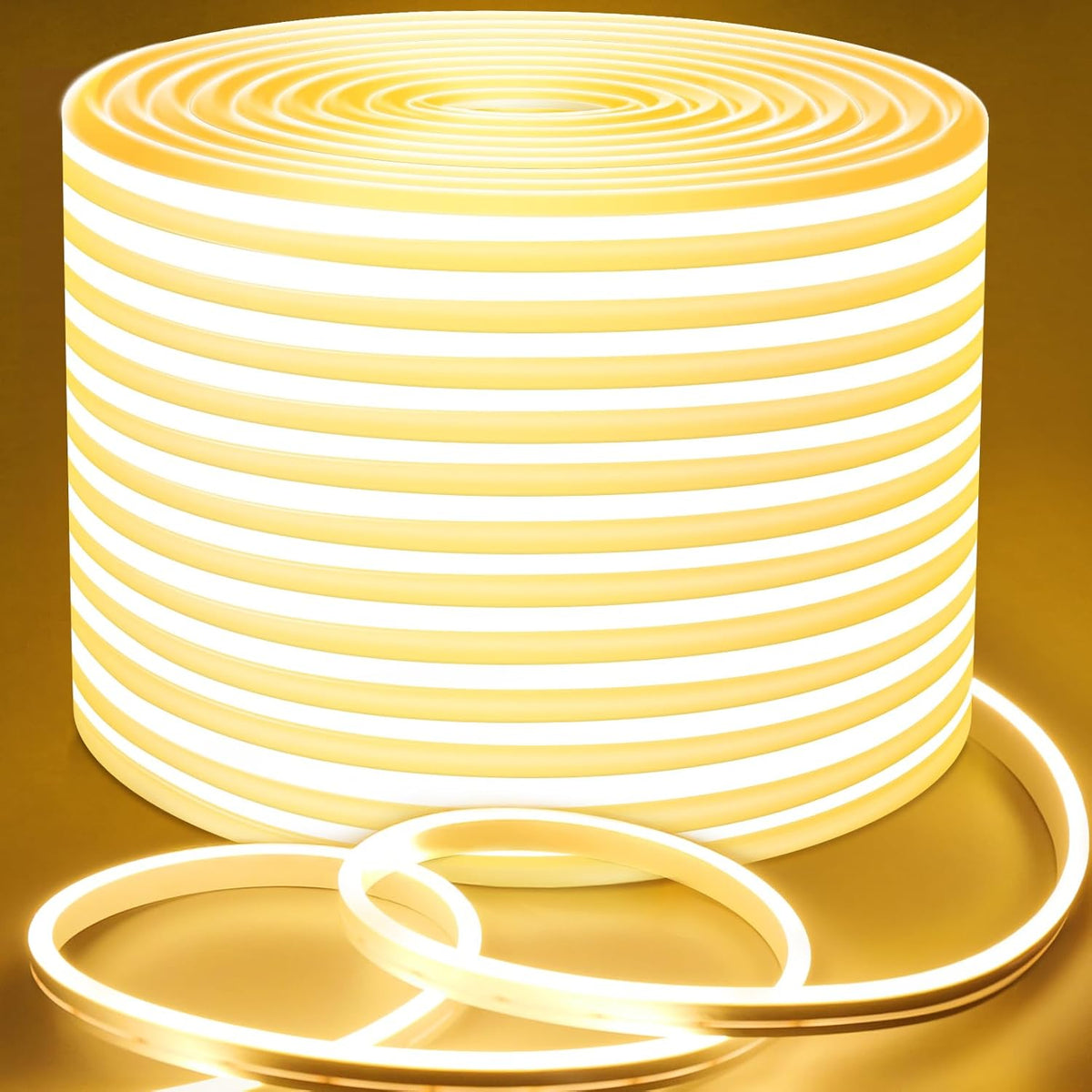 Outdoor Landscape Lighting LED 12V Low Voltage SLN05 Dotless Neon LED Strip Light 12mm (H) x 6mm (W) 3000K/6000K DC24V IP65 Outdoor Rated Dimmable Low Voltage Silicone Strip Light with Mounting Clip, Screws, End Cap and Power Adapter 3000K Warm White
