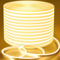 Outdoor Landscape Lighting LED 12V Low Voltage SLN05 Dotless Neon LED Strip Light 12mm (H) x 6mm (W) 3000K/6000K DC24V IP65 Outdoor Rated Dimmable Low Voltage Silicone Strip Light with Mounting Clip, Screws, End Cap and Power Adapter 3000K Warm White
