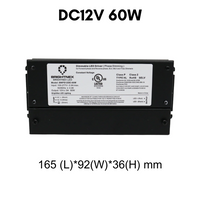 Outdoor Landscape Lighting LED 12V Low Voltage TSDC01 12V/24V DC Low Voltage Dimmable Transformers UL Listed LED Driver Outdoor Rated 12V DC 60W No Pigtail Plug