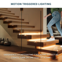 Outdoor Landscape Lighting LED 12V Low Voltage SLMS03 Intelligent LED COB Strip Light Stair Light Kit 10, 16 or 20 Stairs with Remote Control, Motion Sensor, RGB and Tunable 2700K/3000K/3500K/4000K/5000K,