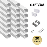 Outdoor Landscape Lighting LED 12V Low Voltage AC07 U-Shaped Square Aluminum Channel 3.3FT/1M and 6.6FT/2M For Max 16mm LED Strip Lights Pack of 10 and 20 20 Pack of 6.6ft (2M)