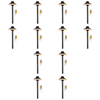 Outdoor Landscape Lighting LED 12V Low Voltage PLB02 Frosted Lens 4x/8x/12x Package Outdoor Garden Pathway Light | 12V Low Voltage Brass Path Light with G4 3W 3000K Bulb Black Brass 12 Pack