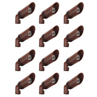 Outdoor Landscape Lighting LED 12V Low Voltage KL109 4x/8x/12x Package G4 3W 2700K Warm White Integrated LED 12V AC/DC Aluminum Low Voltage Landscape Lighting Spotlight Rust Brown 12 Pack