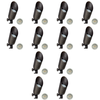 Outdoor Landscape Lighting LED 12V Low Voltage SPB11 4x/8x/12x Package 12V Low Voltage Small Directional Bullet Light Outdoor Landscape Brass Spotlight With MR11 2.5W 3000K Bulb Natural Brass 12 Pack