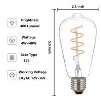 Outdoor Landscape Lighting LED 12V Low Voltage E26 4W 12V-36V 2700K AC/DC LED Spiral Filament Edison Bulbs Package Dimmable Energy Saving Low Voltage Light Bulb