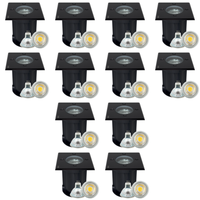 Outdoor Landscape Lighting LED 12V Low Voltage UNS01 4x/8x/12x Package 12V Low Voltage LED In-Ground Well Light Square Stainless Steel Landscape Lighting Waterproof with MR16 5W 3000K Bulb Black 12 Pack