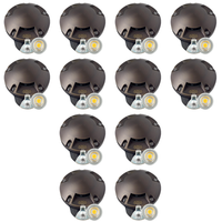 Outdoor Landscape Lighting LED 12V Low Voltage UNB11 4x/8x/12x Package Cast Brass Round Tri-Directional 12V Low Voltage LED In-ground Light with MR16 5W 3000K Bulb 12 Pack
