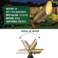 Outdoor Landscape Lighting LED 12V Low Voltage SPBA12 MR8 Mini Brass Spotlight with Adjustable Shroud Low Voltage Outdoor Lighting