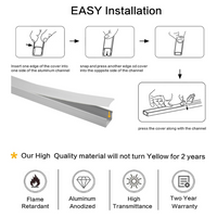 Outdoor Landscape Lighting LED 12V Low Voltage AC07 U-Shaped Square Aluminum Channel 3.3FT/1M and 6.6FT/2M For Max 16mm LED Strip Lights Pack of 10 and 20