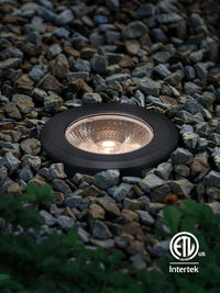 Outdoor Landscape Lighting LED 12V Low Voltage UNAL04 Essential Black Aluminum Round Surface Mount Up Lighting Integrated 3000K LED In-Ground Well Light Low Voltage Landscape Lighting