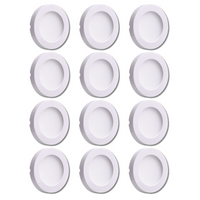 Outdoor Landscape Lighting LED 12V Low Voltage CB07 4x/8x/12x Package Round 1.8W DC12V Low Voltage LED Dimmable Cast Aluminum Recessed Cabinet Puck Light Down Lighting Fixture White 12 Pack