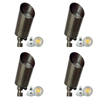 Outdoor Landscape Lighting LED 12V Low Voltage SPB09 4x/8x/12x Package 12V Low Voltage LED Outdoor Landscape Brass Spotlight with MR16 5W 3000K Bulb Natural Brass 4 Pack