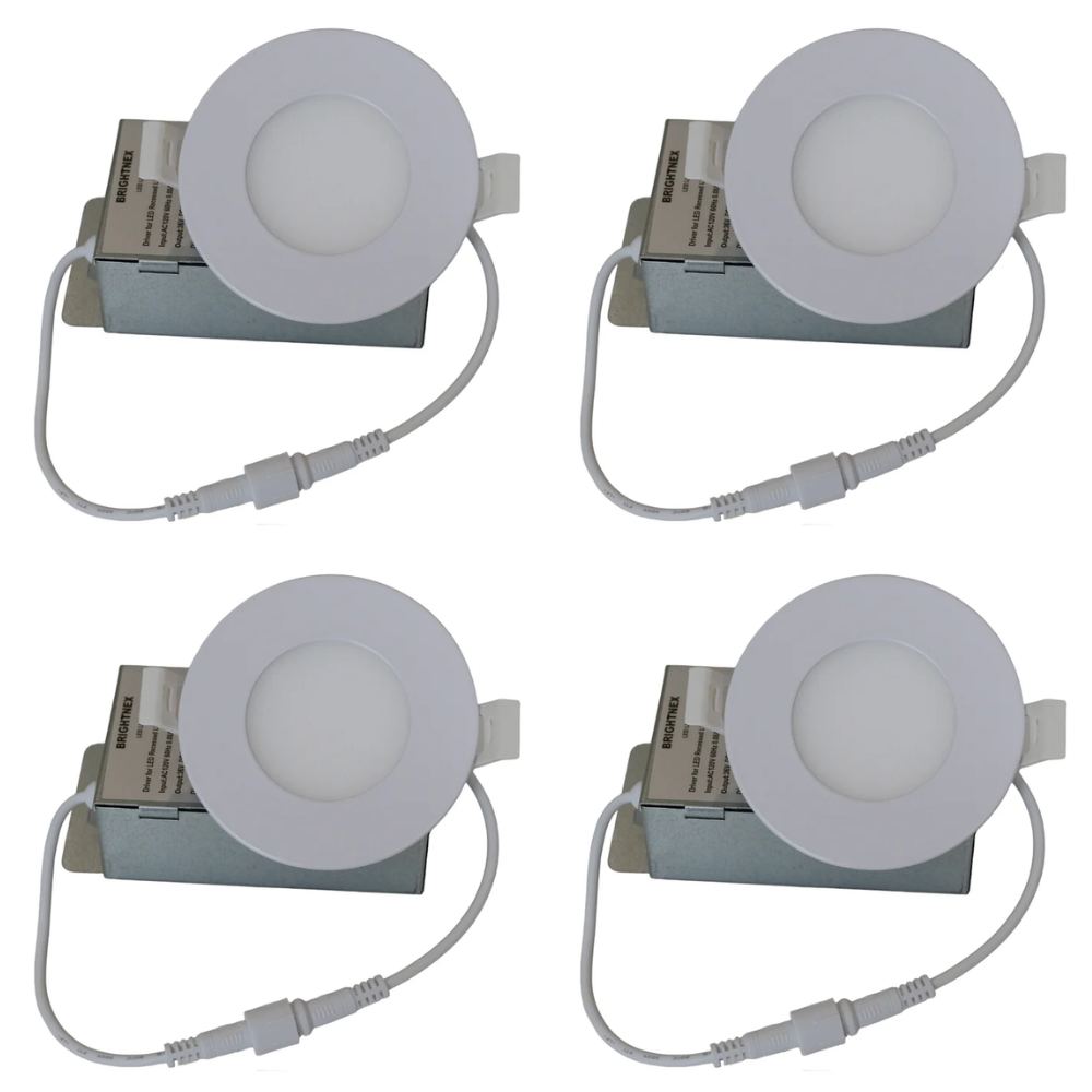 Outdoor Landscape Lighting LED 12V Low Voltage 3" Trim LED Recessed Lighting, 4x/8x/12x Package 3CCT 3000K/4000K/5000K, Slim Round, Dimmable LED Ceiling Light White 4 Pack