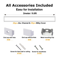 Outdoor Landscape Lighting LED 12V Low Voltage AC07 U-Shaped Square Aluminum Channel 3.3FT/1M and 6.6FT/2M For Max 16mm LED Strip Lights Pack of 10 and 20