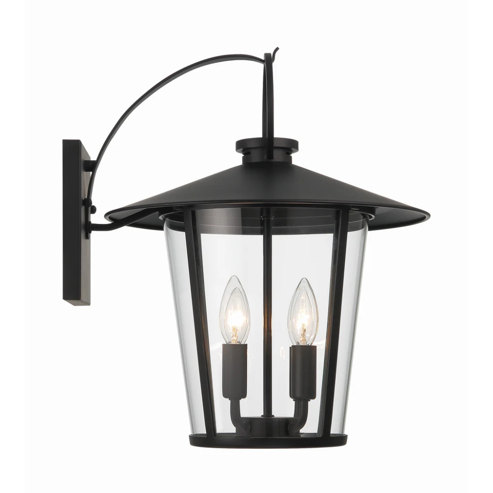 Outdoor Landscape Lighting LED 12V Low Voltage Andover 4 Light Outdoor Sconce 14"x17.25" Stainless Steel and Clear Glass Black Matte Finish 120V 4 E12 Candelabra Base LED Bulb Socket for Patio, Garden, Exterior Walls