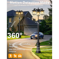 Outdoor Landscape Lighting LED 12V Low Voltage PLH04 360° Motion Sensor and Dusk-to-Dawn Classic Black Aluminum 3-Head Rectangular Post Light 87.5
