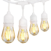 Outdoor Landscape Lighting LED 12V Low Voltage SL101 3000K Warm White LED Low Voltage Bistro String Lights 48 FT Outdoor Weatherproof 12V Edison Bulbs White No Hanging Kit
