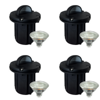 Outdoor Landscape Lighting LED 12V Low Voltage UNB02 4x/8x/12x Package Cast Brass 12V Low Voltage Half Moon Round LED In-ground Well Light IP65 Waterproof with MR16 Socket 5W 3000K Bulb 4 Pack Black Brass