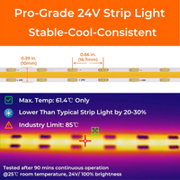 Outdoor Landscape Lighting LED 12V Low Voltage SLD24 Dotless Linear LED Dimmable, 5W/ft 16.4ft COB Strip Lights IP20 Low Voltage 10mm DC24V with Strong 3M VHB Adhesive Tape